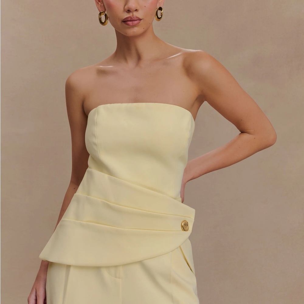 NWT MESHKI Faith Strapless Suiting Top - Lemon Cream XXL (US Size 12)